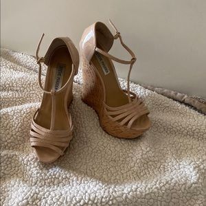 5.5 Beige shinny wedges